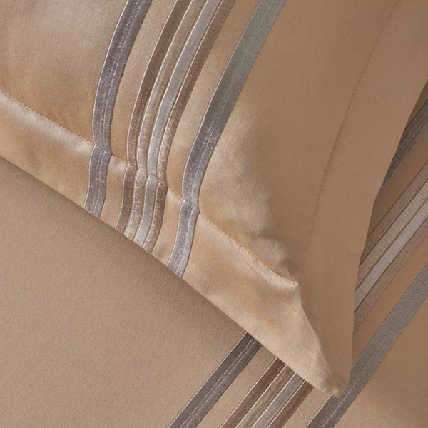 D'Decor Imperial II Gatsby Semolina Elegant Embroidered 5-Piece Double Bedsheet Set | IP06 Semolina