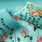 Spaces Shubha Madhubani Tibetan Stone Traditional Nature-Inspired 300TC Cotton Super King Bed Sheet Set | 1085749 Tibetan Stone