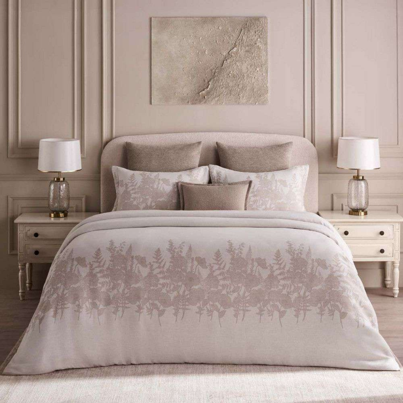 D'Decor Bedsuites Old French Natural Luxury 6-Piece Bedding Gift Set | Premium Embroidered Duvet Cover & Double Bedsheet | KP50 Natural