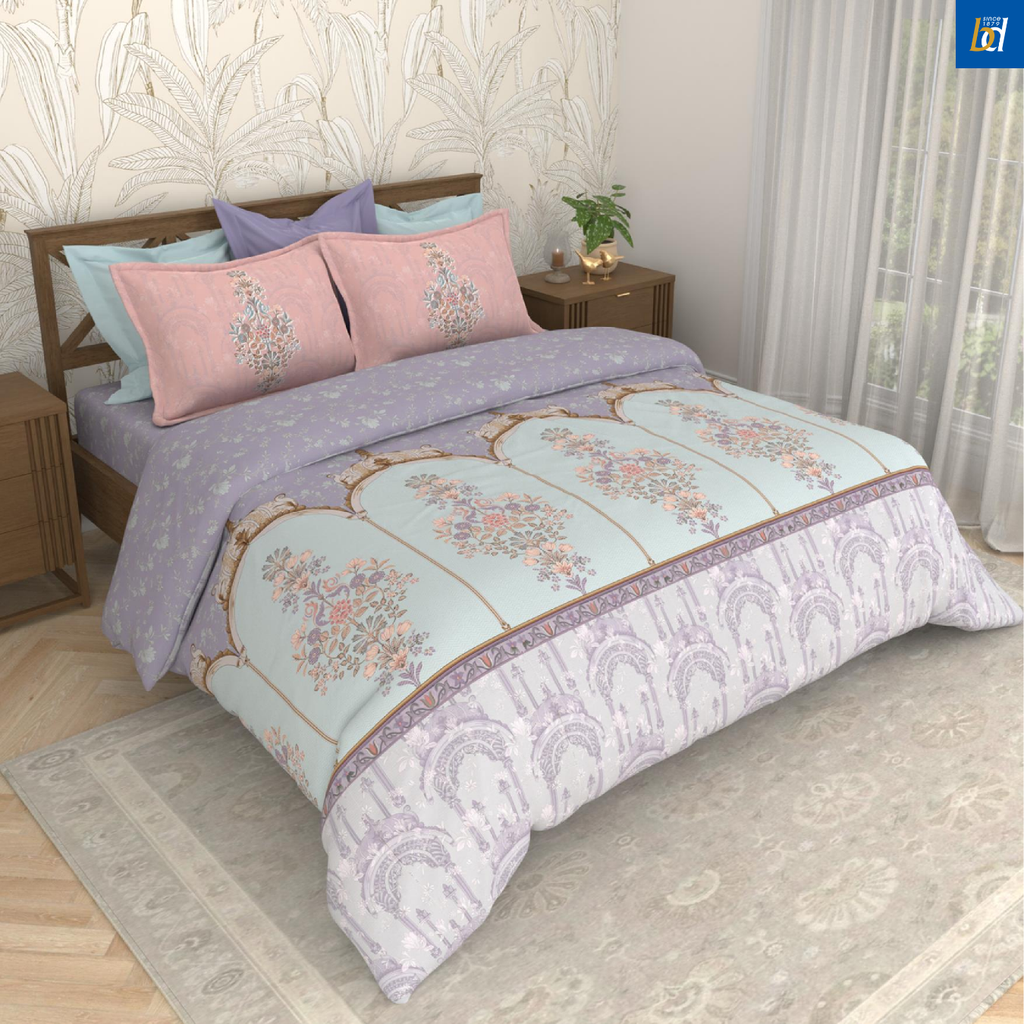 Bombay Dyeing Rani Ka Buag 7819 Heritage Floral 400TC Cotton Satin King Bedsheet Set | 7819 Sisodia Rani Bagh