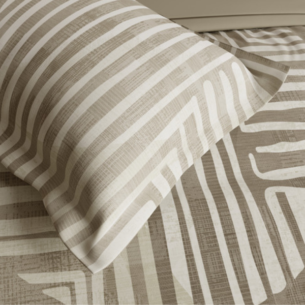 D'Decor African Vibes Tribaluxe Flint Grey Abstract Digitally Printed 5-Piece Double Bedsheet Set | AV04 Flint Grey