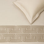 Sansaar by DDdecor Large Bedsheet Set with 2 Pillow Covers - Meander - Summer Sand - Embroidered - 1 Pc