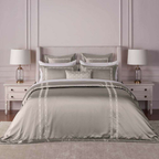 D'Decor Luxor Estella Taupe Luxury 6-Piece Bedding Gift Set | 800 TC Cotton Sateen Bedsheet & Embroidered Bed Cover | LX02 Taupe