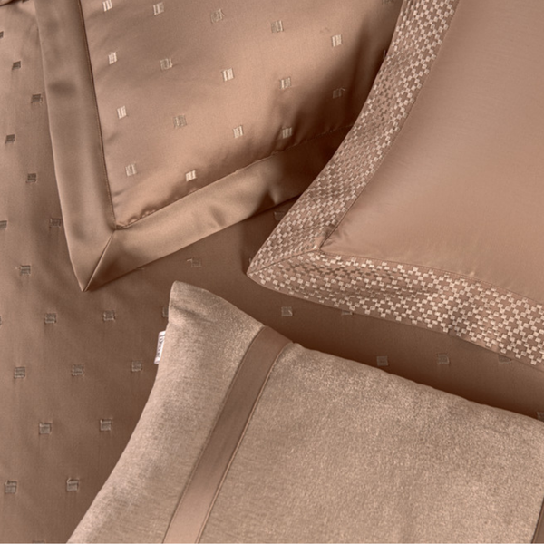D'Decor Luxor Sanders Latte Super Premium 6-Piece Bedding Gift Set | 800 TC Cotton Sateen & Monotone Embroidered Quilted Bed Cover | LX01 Latte