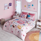 D'Decor Kids Zone Girl Power Bubble Gum Digital Print Cotton Bedsheet Set.