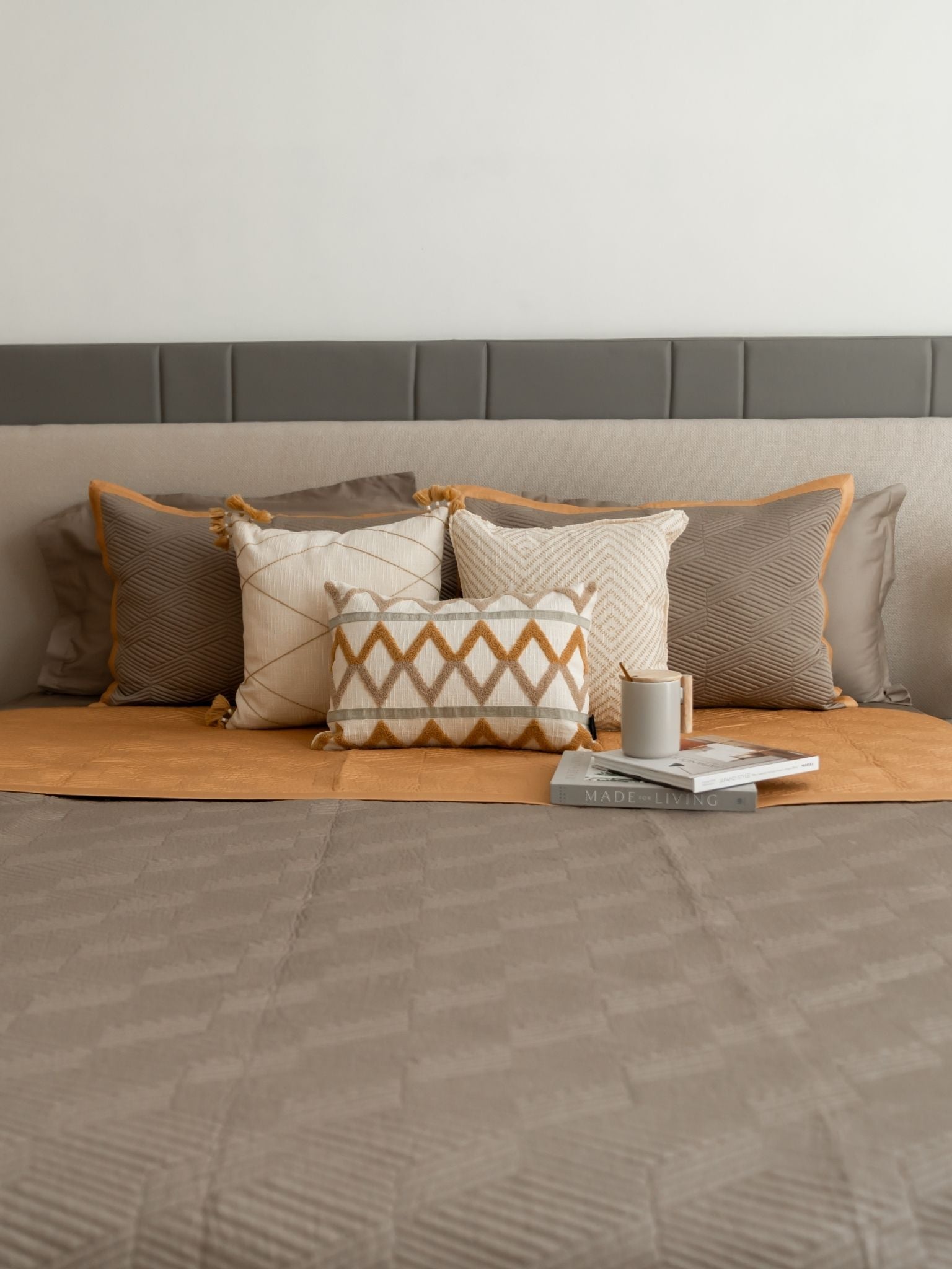 Sadyaska Adelle Mocha and Honey Mustard 300TC Cotton 10 Pcs Bedding Set