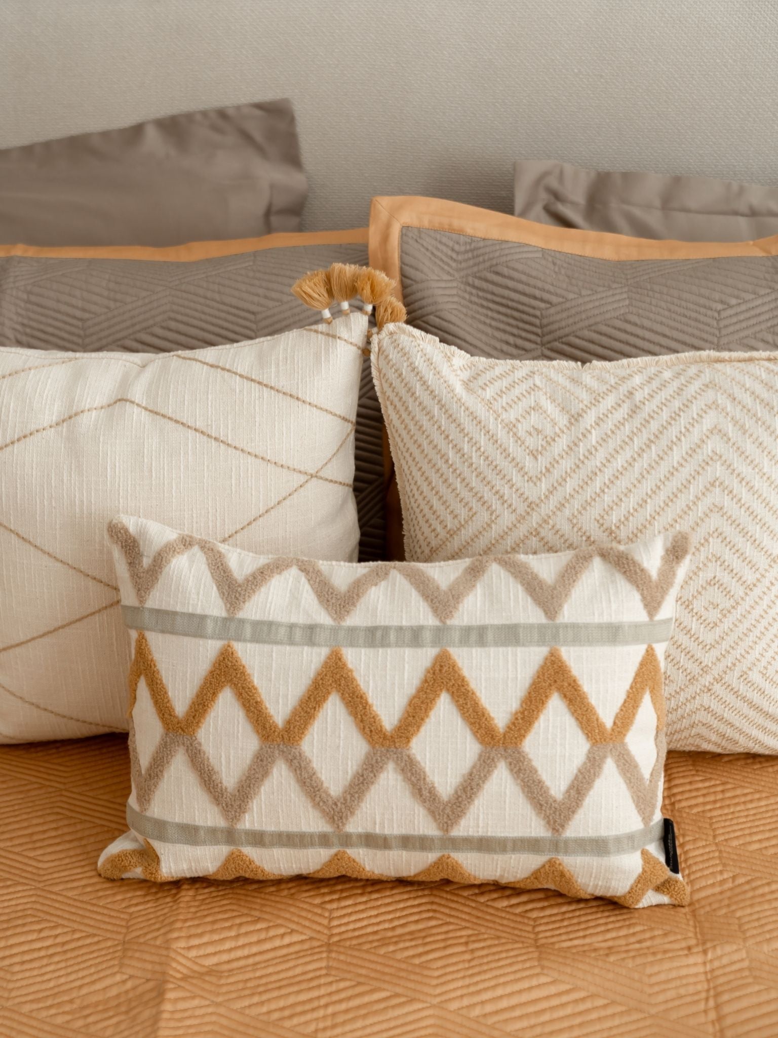 Sadyaska Adelle Mocha and Honey Mustard 300TC Cotton 10 Pcs Bedding Set