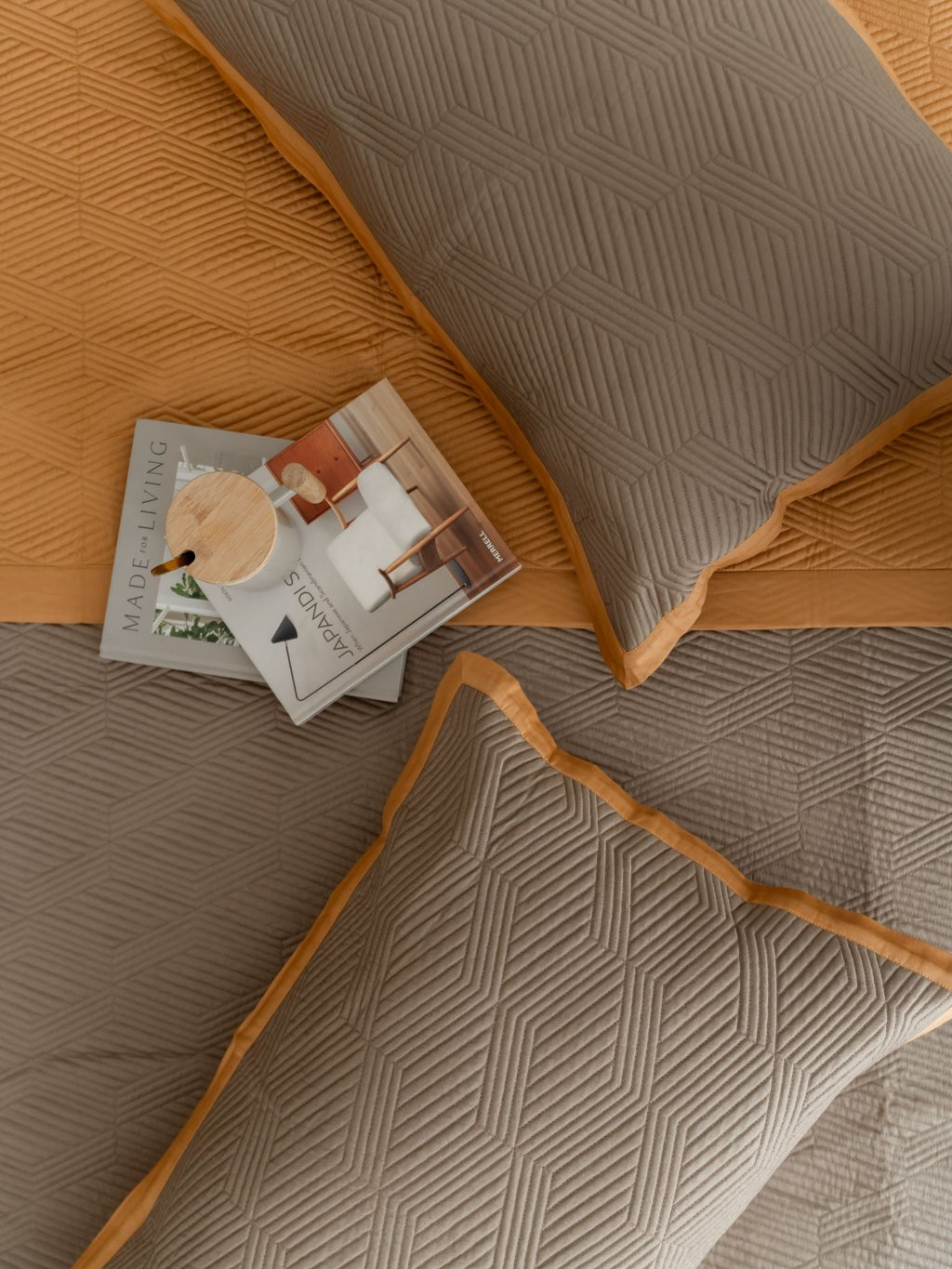 Sadyaska Adelle Mocha and Honey Mustard Cotton Reversible 1 Pcs Bedspread
