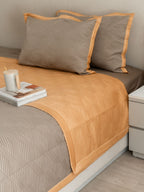 Sadyaska Adelle Mocha and Honey Mustard Cotton Reversible 1 Pcs Bedspread