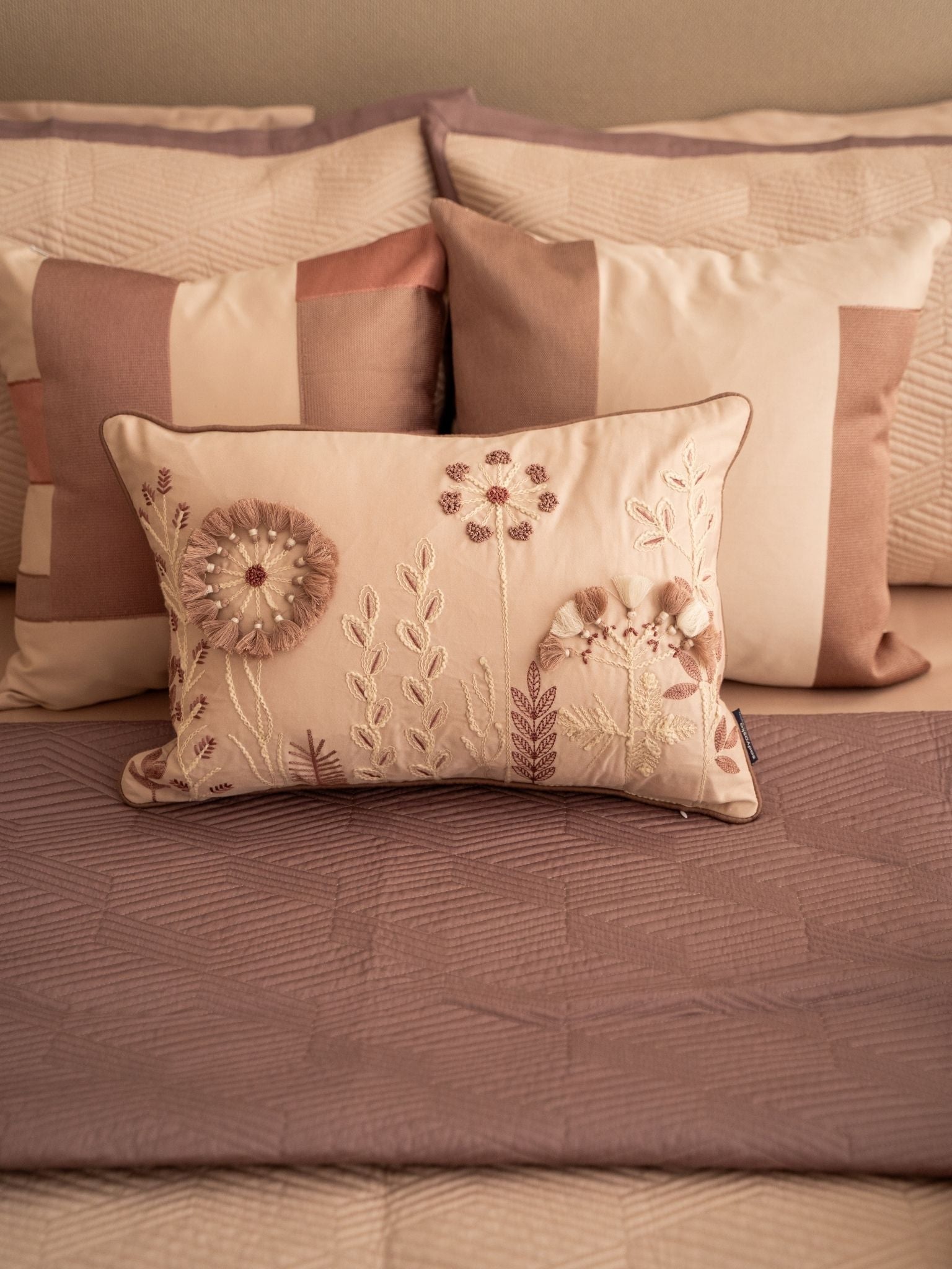 Sadyaska Adelle Old Rose and Buff 300TC Cotton 10 Pcs Bedding Set