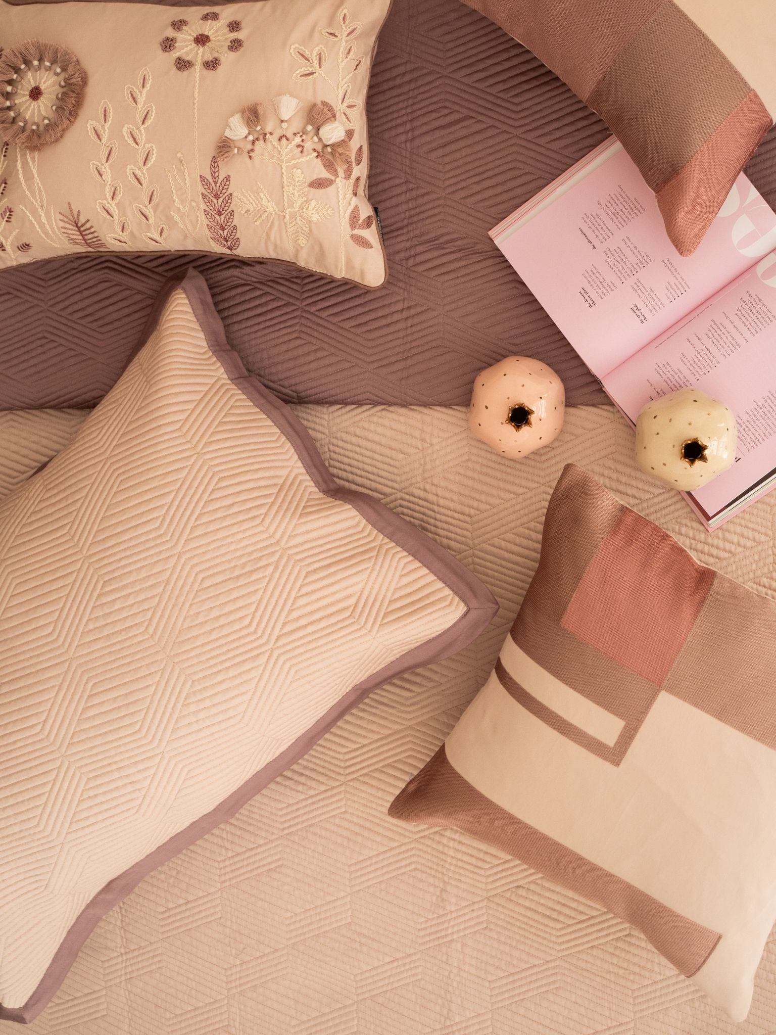 Sadyaska Adelle Old Rose and Buff 300TC Cotton 10 Pcs Bedding Set