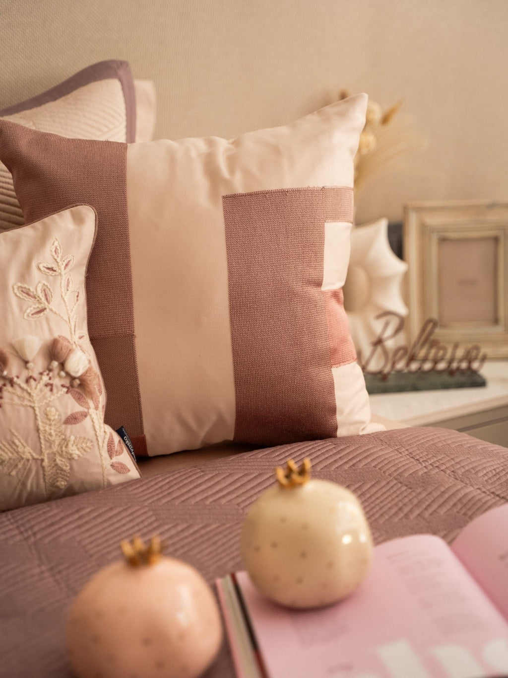 Sadyaska Adelle Old Rose and Buff 300TC Cotton 10 Pcs Bedding Set