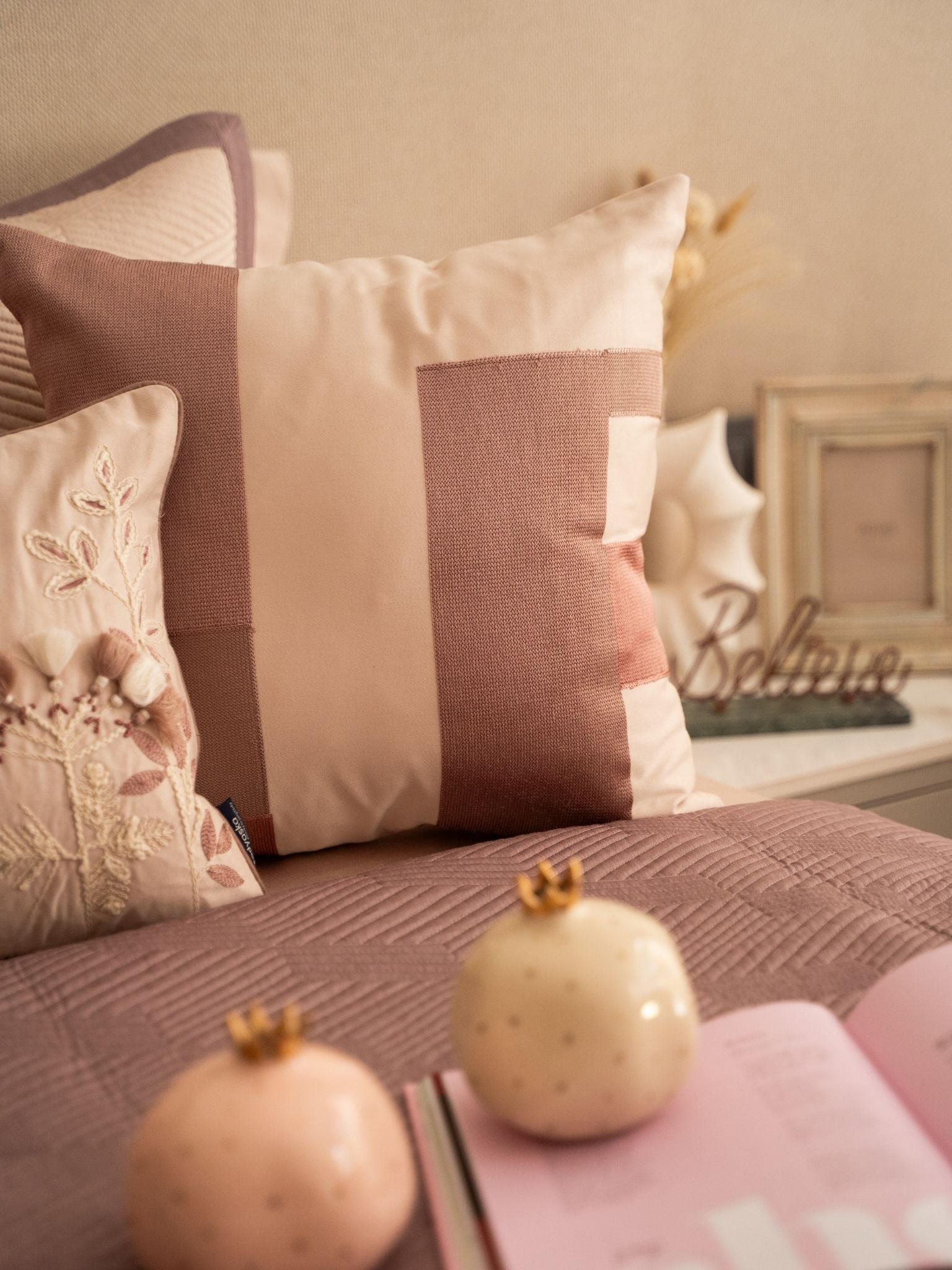 Sadyaska Adelle Old Rose and Buff 300TC Cotton 10 Pcs Bedding Set