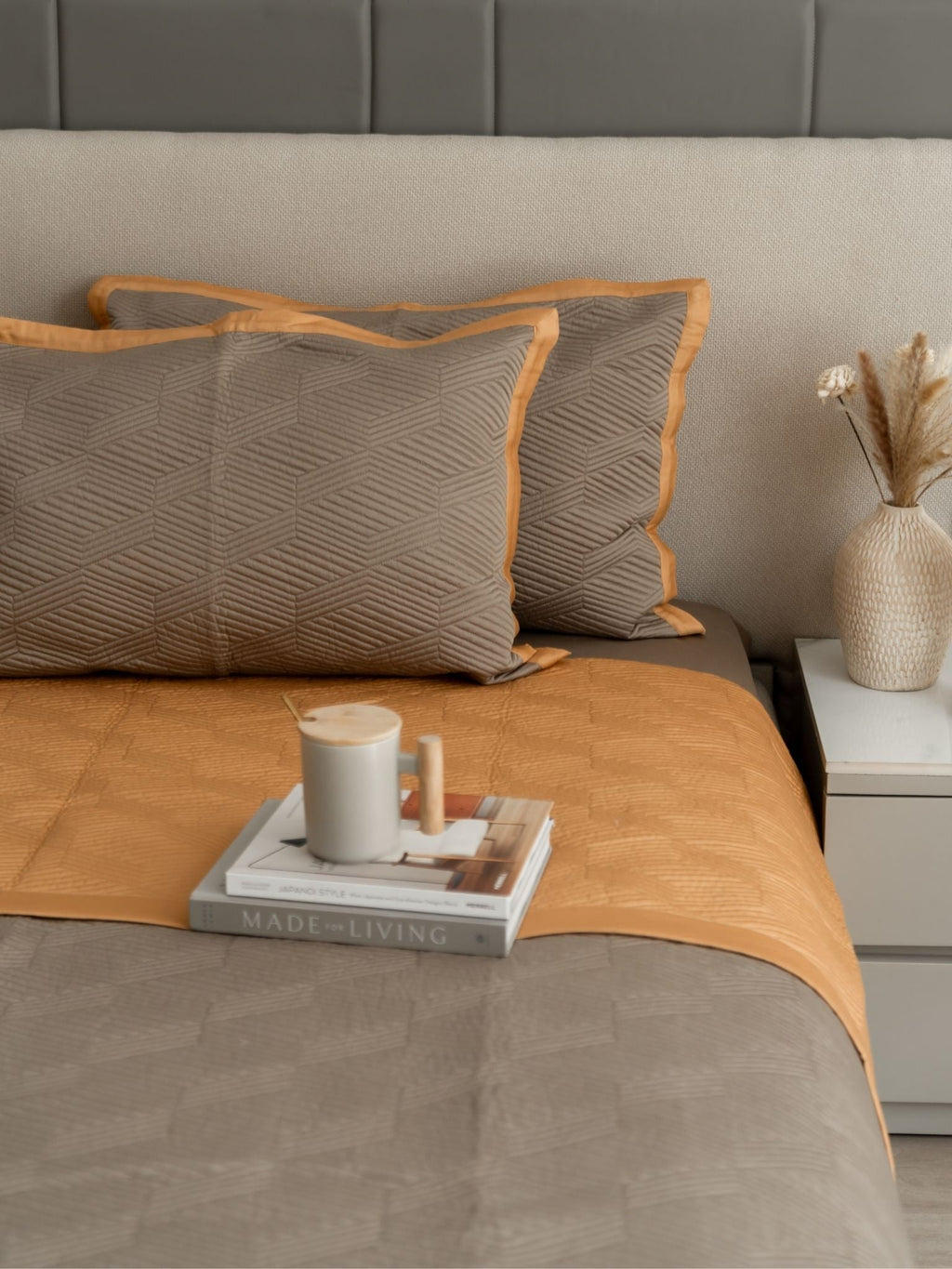Sadyaska Adelle Mocha and Honey Mustard 300TC Cotton 10 Pcs Bedding Set