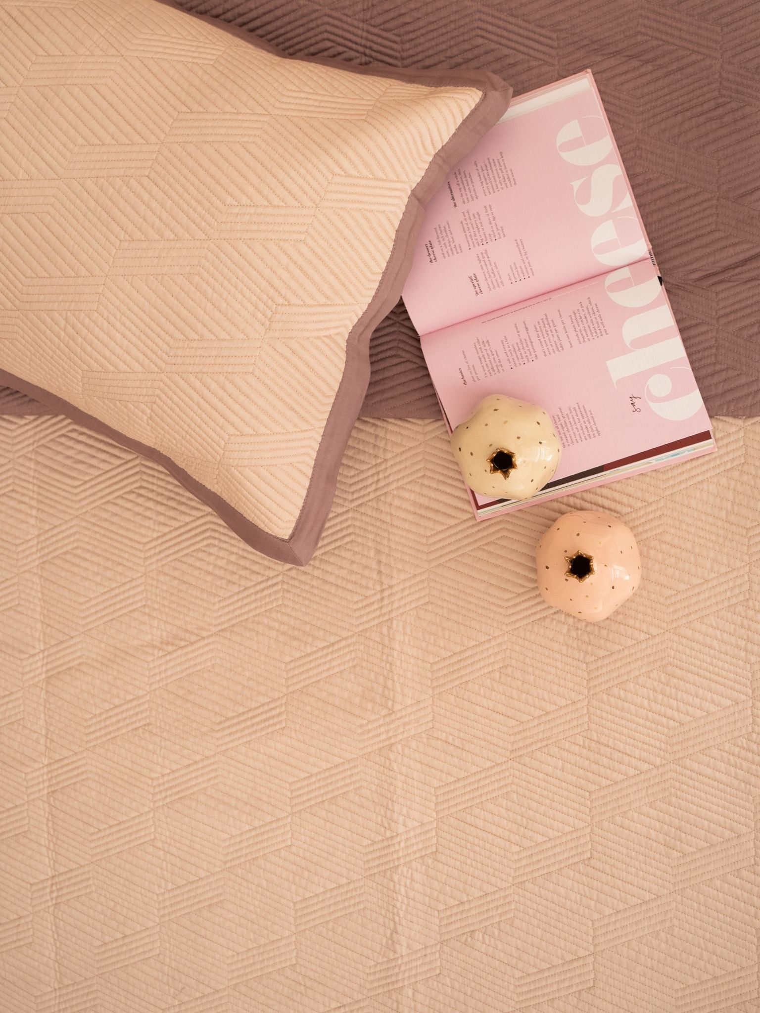 Sadyaska Adelle Old Rose and Buff Cotton Reversible 1 Pcs Bedspread