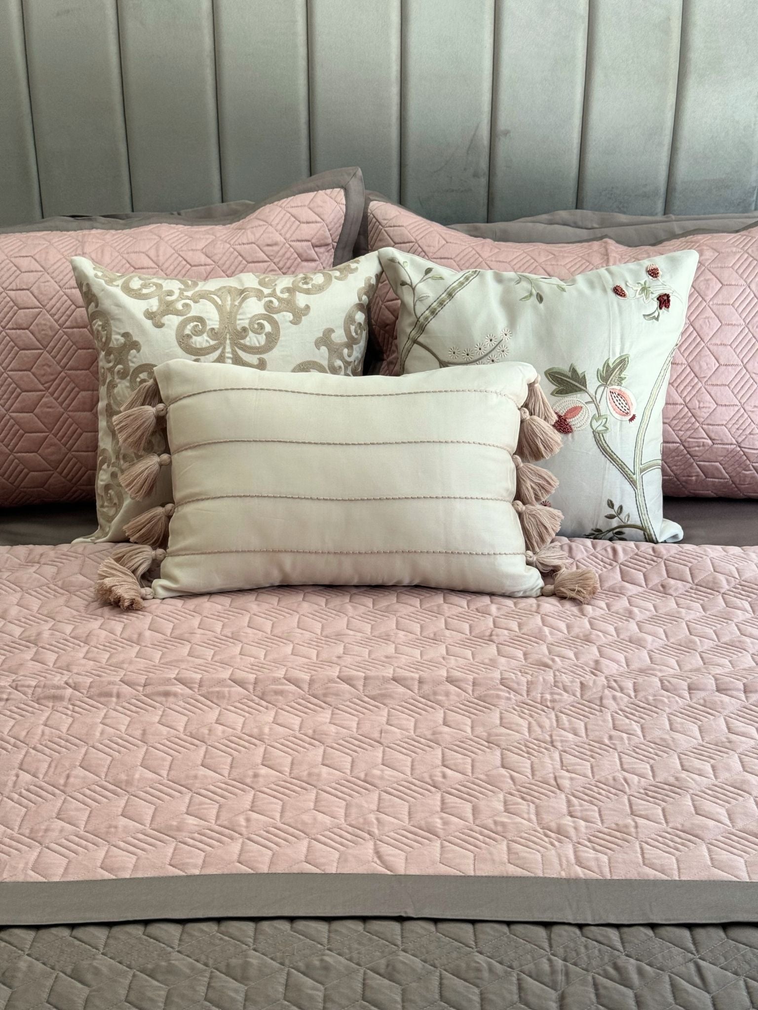 Sadyaska Adore Rose and Taupe 300TC Cotton 10 Pcs Bedding Set
