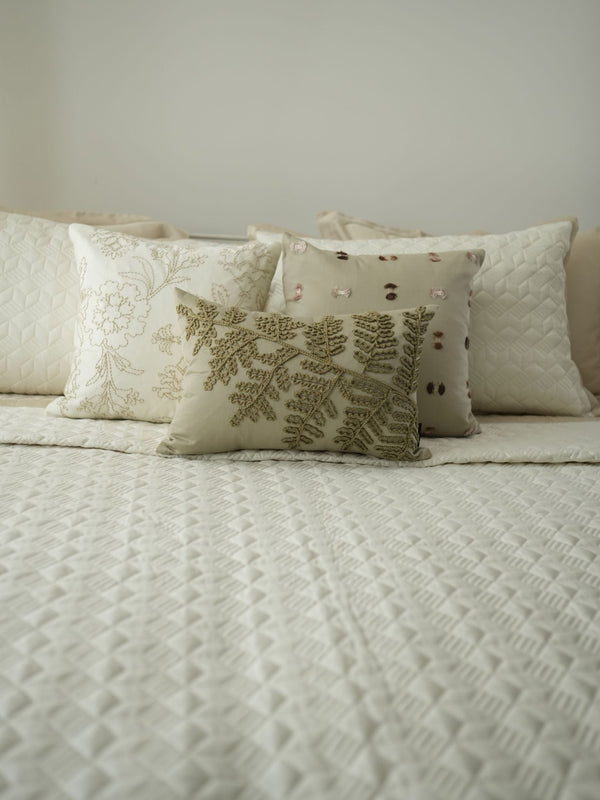 Sadyaska Adore Oats Beige and Ivory 300TC Cotton 10 Pcs Bedding Set