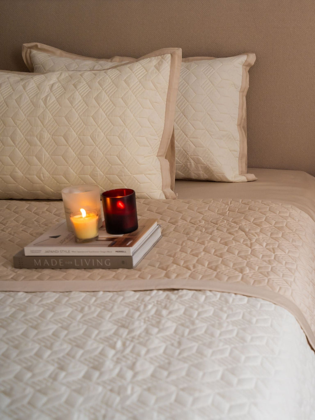 Sadyaska Adore Oats Beige and Ivory 300TC Cotton 10 Pcs Bedding Set