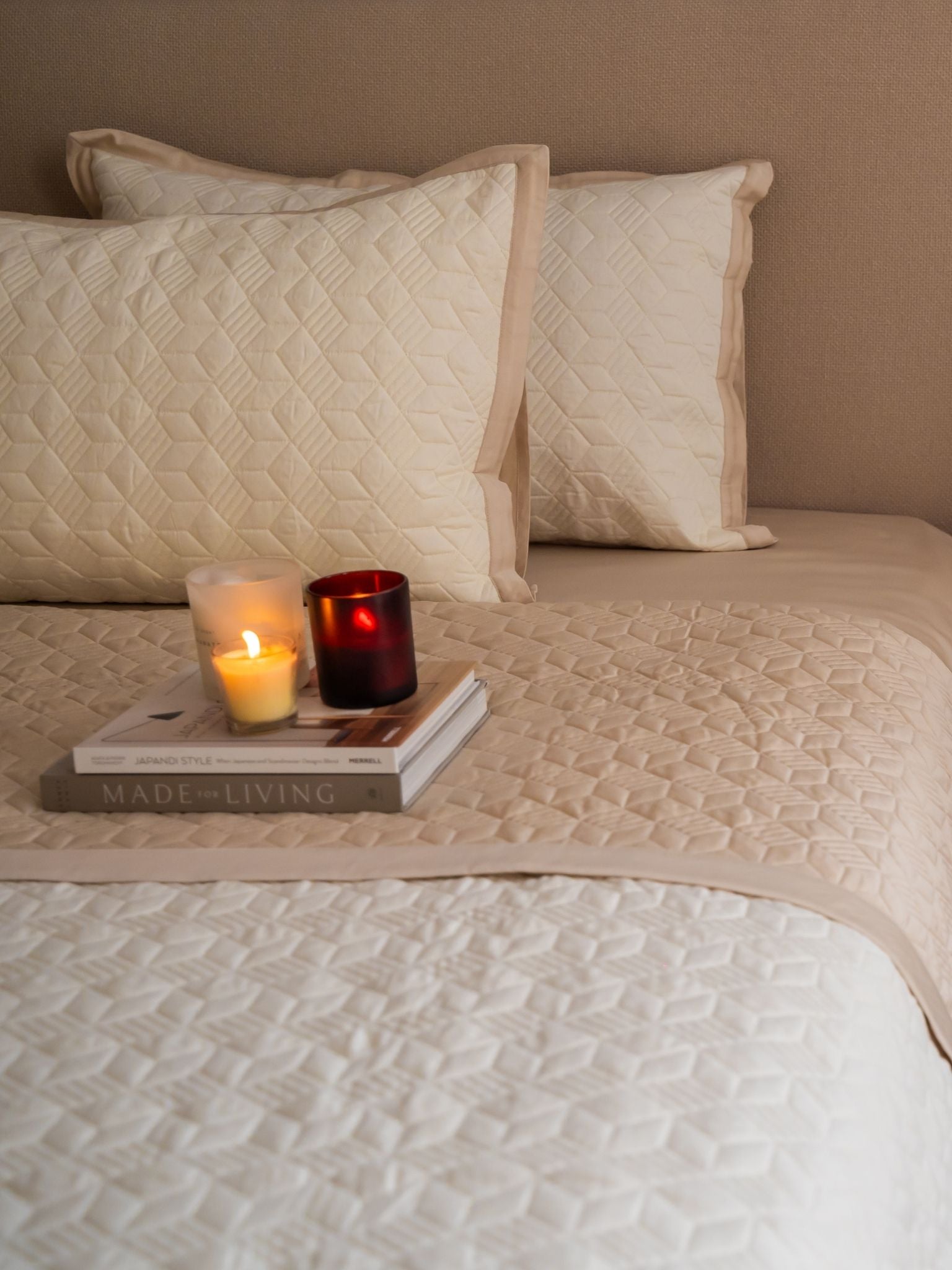 Sadyaska Adore Oats Beige and Ivory 300TC Cotton 10 Pcs Bedding Set