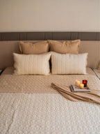 Sadyaska Oats Beige and Ivory Adore Cotton Reversible 1 Pcs Bedspread