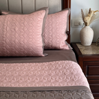 Sadyaska Rose and Taupe Adore Cotton Reversible 1 Pcs Bedspread