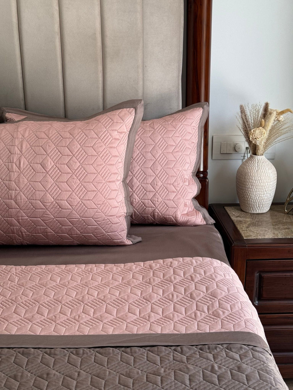 Sadyaska Adore Rose and Taupe 300TC Cotton 10 Pcs Bedding Set