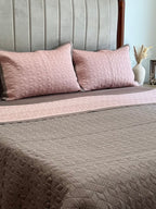 Sadyaska Rose and Taupe Adore Cotton Reversible 1 Pcs Bedspread