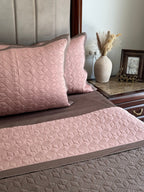 Sadyaska Rose and Taupe Adore Cotton Reversible 1 Pcs Bedspread