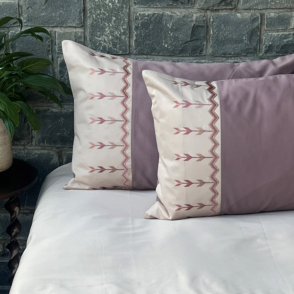 Sadyaska Aero Buff and Old Rose Cotton Embroidered s (Set of 02) 1 Pcs Pillow Cover