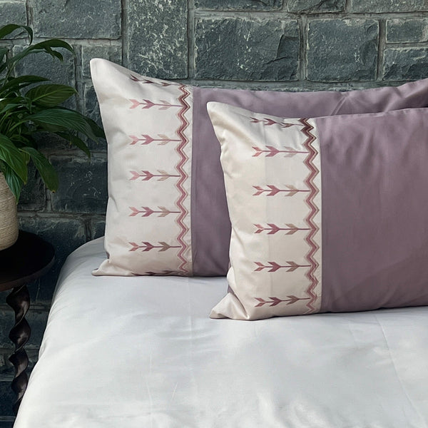 Sadyaska Aero Buff and Old Rose Cotton Embroidered s (Set of 02) 1 Pcs Pillow Cover