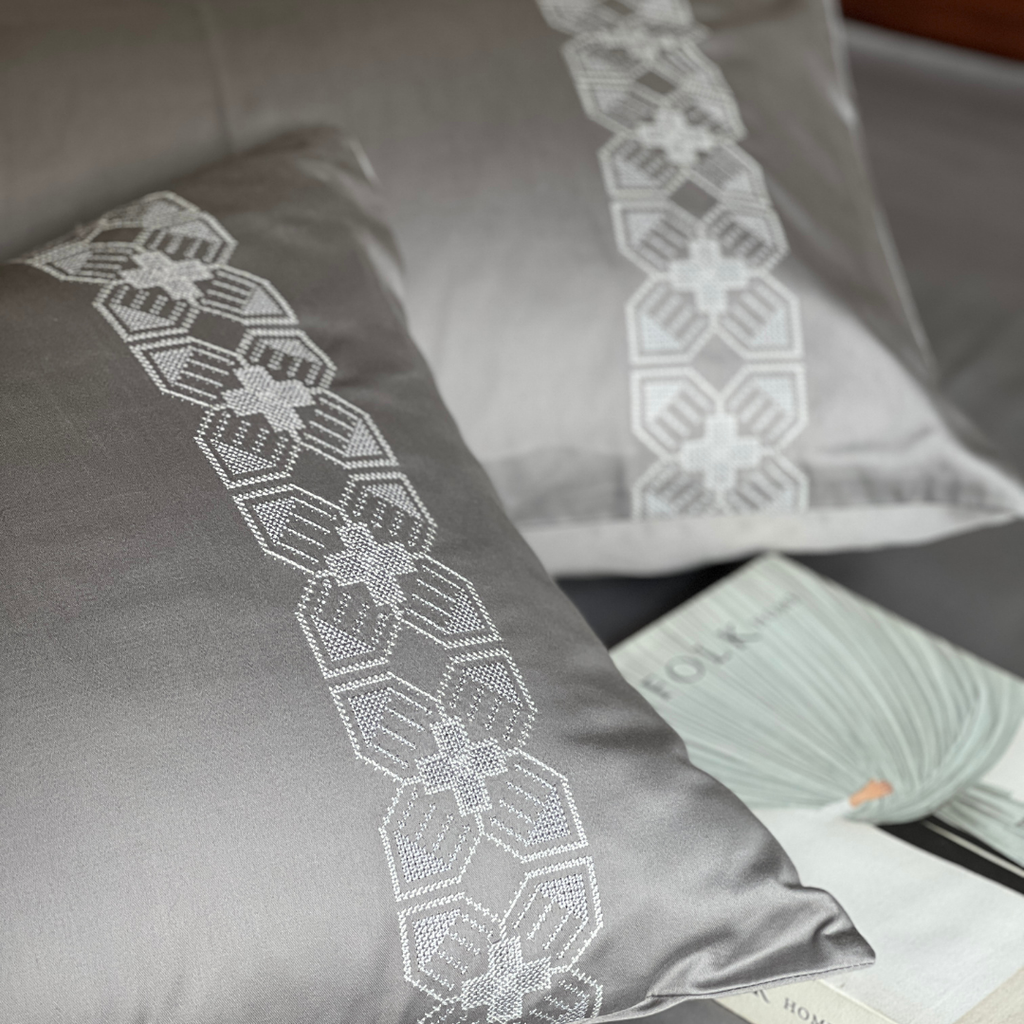 Sadyaska Allure Slate Embroidered s (Set of 2) 1 Pcs Pillow Cover