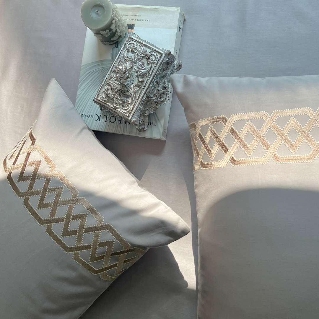 Sadyaska Austin Silver Embroidered s (Set of 2) 1 Pcs Pillow Cover