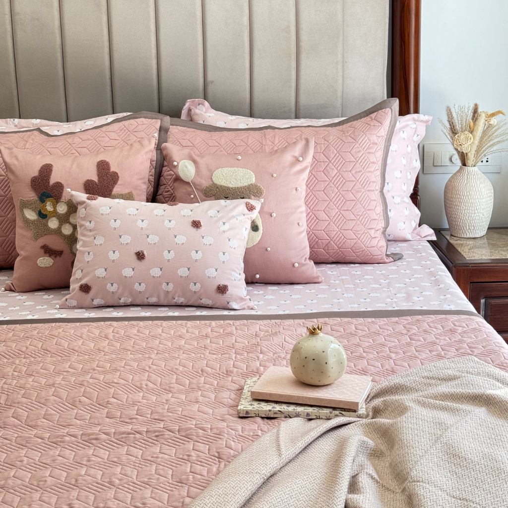 Sadyaska Baa Baa Boutique Rose and Taupe Kids 10 Pcs Bedding Set
