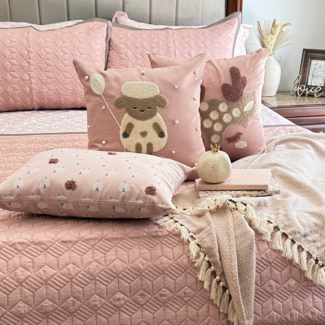 Sadyaska Baa Baa Boutique Rose and Taupe Kids 10 Pcs Bedding Set
