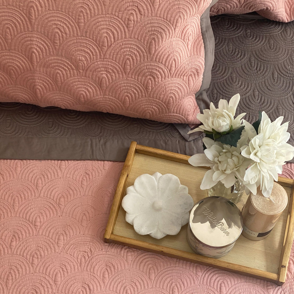 Sadyaska Coral & Taupe Beetle Reversible 1 Pcs Bedspread