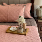 Sadyaska Coral & Taupe Beetle Reversible 1 Pcs Bedspread