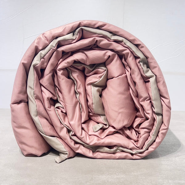 Sadyaska Beige and Old Rose 1000TC Cotton Rich Reversible Downfill 1 Pcs Quilt