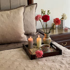 Sadyaska Buff & Khaki Blossom Reversible 1 Pcs Bedspread