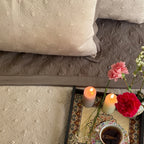 Sadyaska Buff & Khaki Blossom Reversible 1 Pcs Bedspread