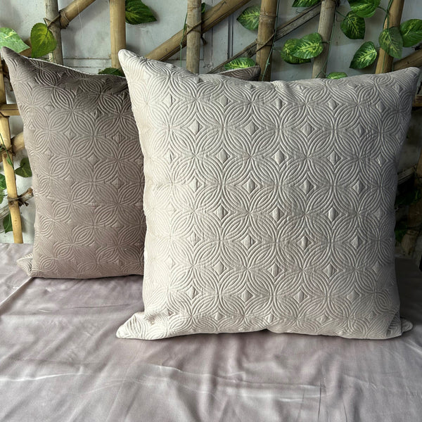 Sadyaska Blossom Buff and Khaki Quilted Reversible Cotton 1 Pcs Euro Sham