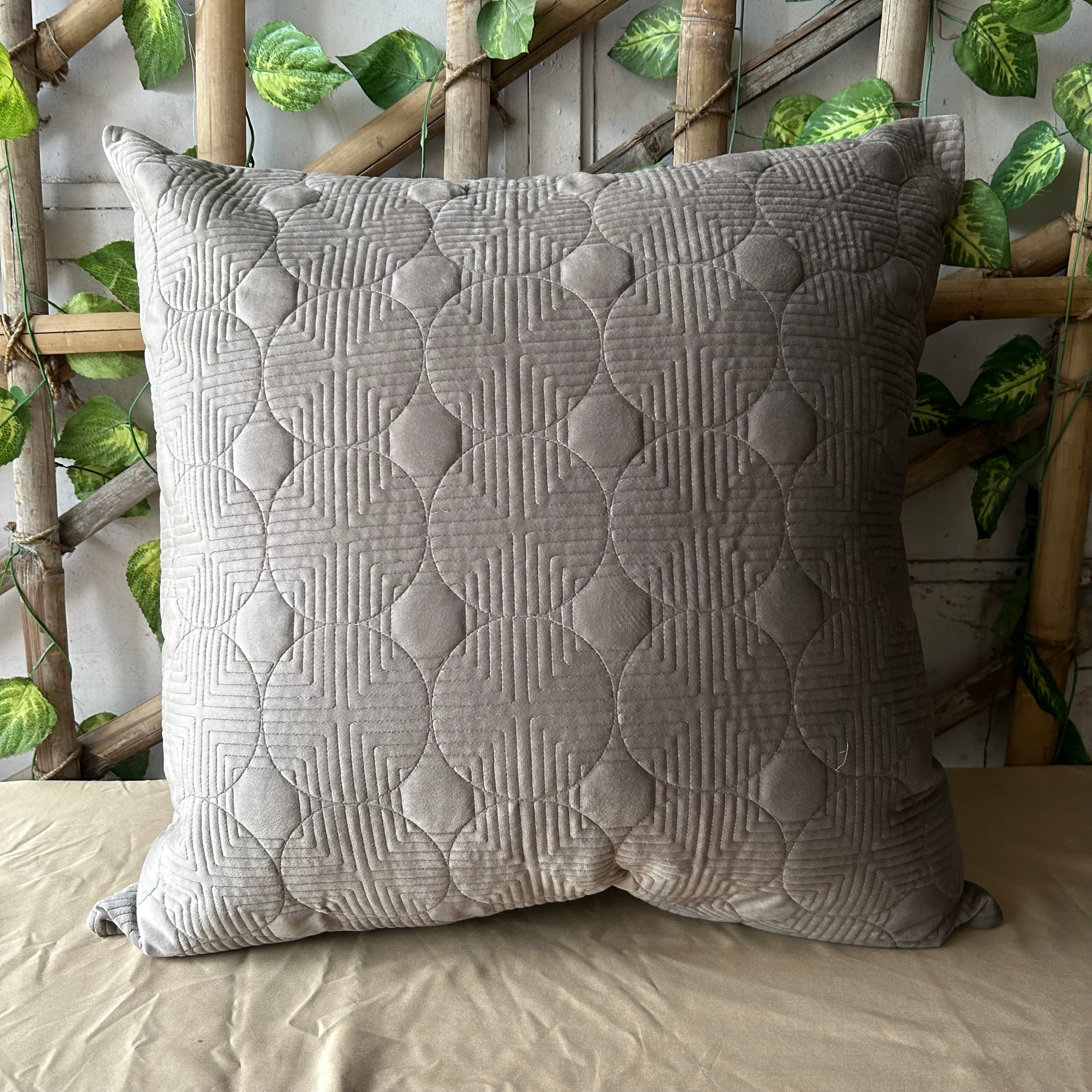 Sadyaska Bubble Silver Quilted Reversible Velvet 1 Pcs Euro Sham