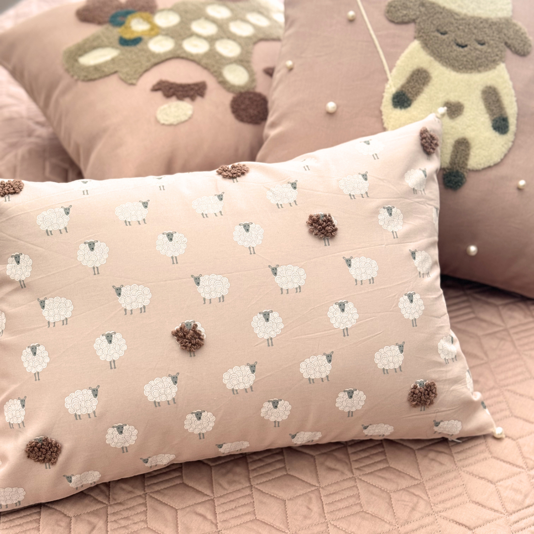Sadyaska Baa Baa Black Sheep Cotton Embroidered Rose Kids Design 12" X 18" 1 Pcs Cushion Cover