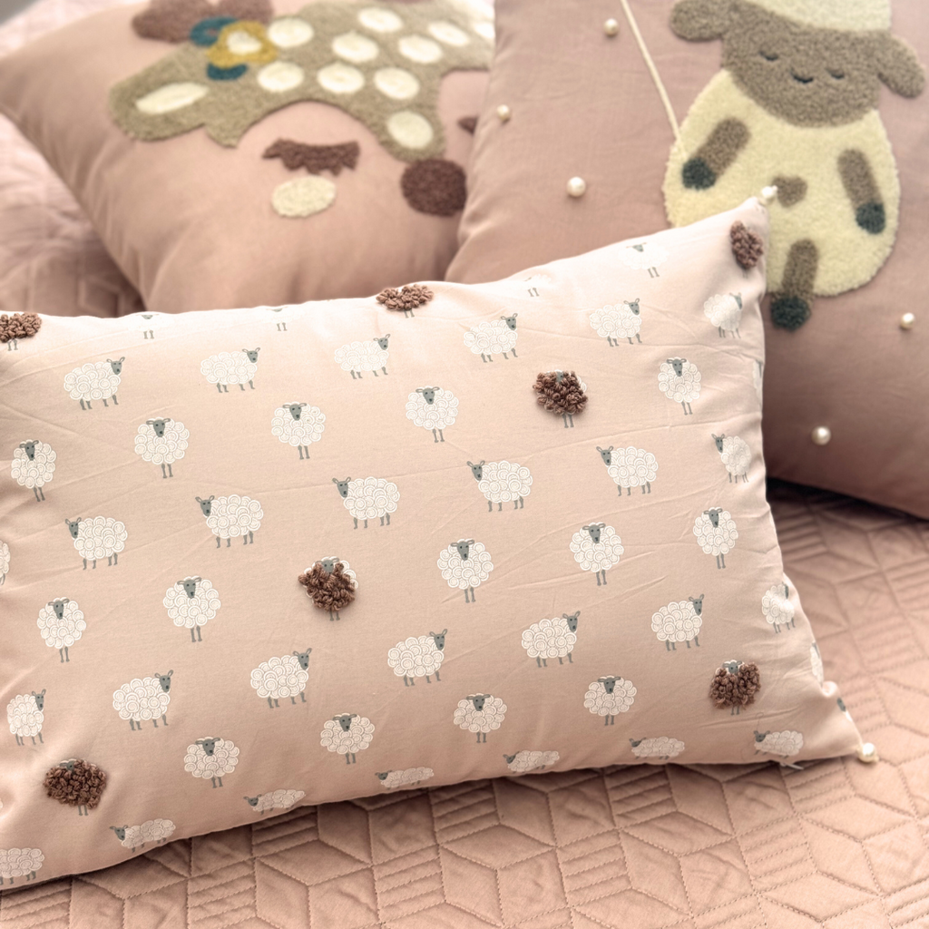 Sadyaska Baa Baa Boutique Rose and Taupe Kids 10 Pcs Bedding Set