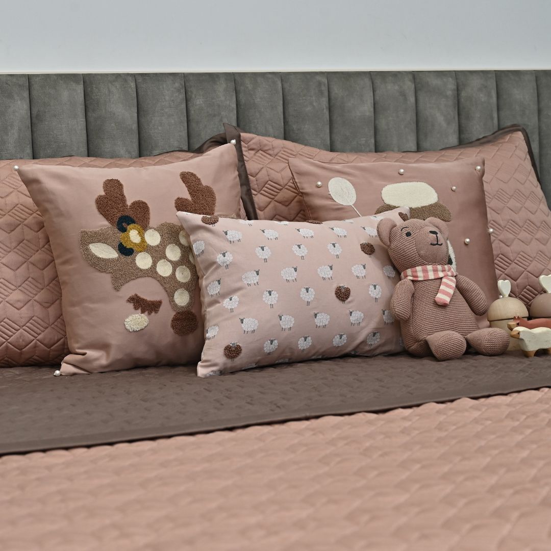 Sadyaska Baa Baa Boutique Rose and Taupe Kids 10 Pcs Bedding Set