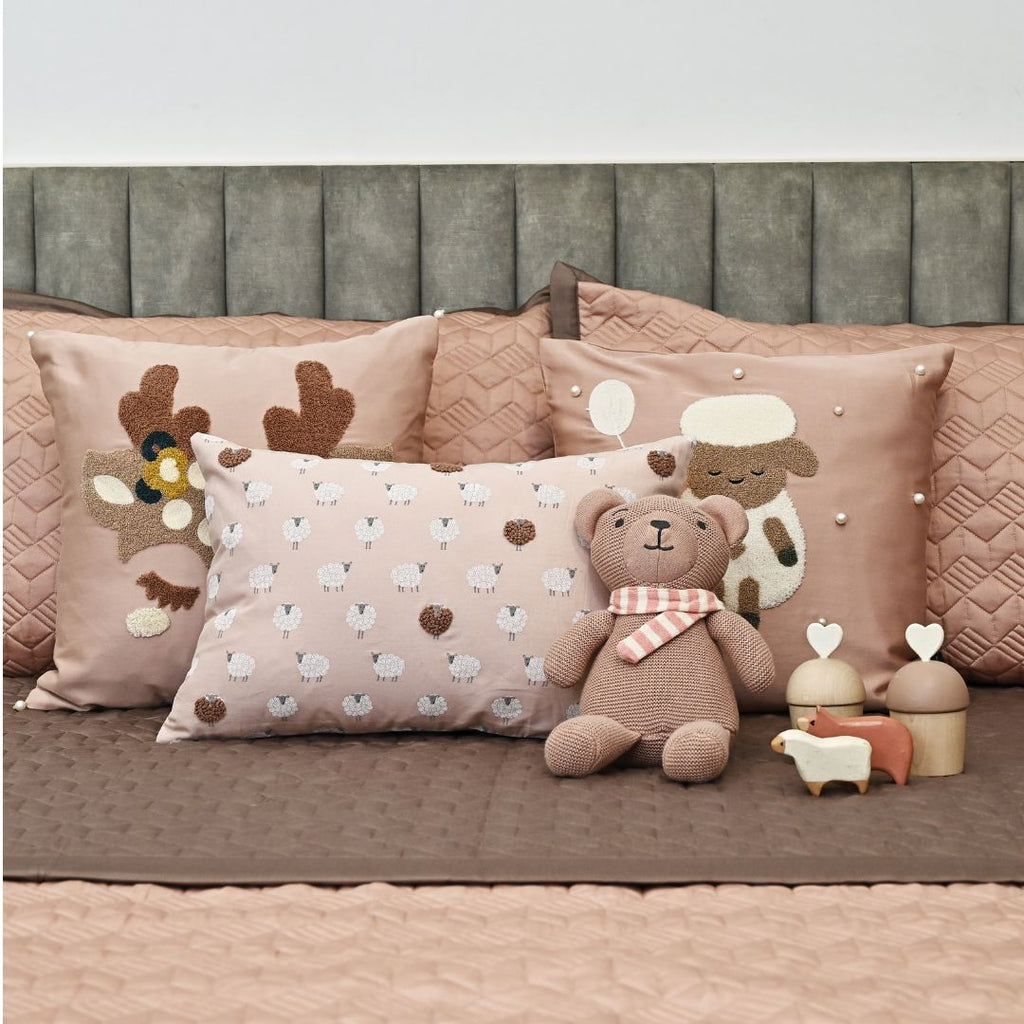 Sadyaska Baa Baa Boutique Rose and Taupe Kids 10 Pcs Bedding Set