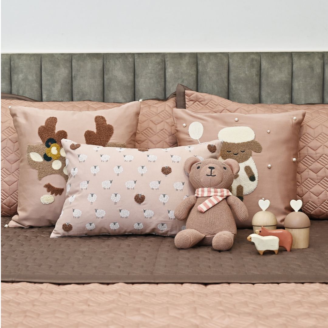 Sadyaska Baa Baa Boutique Rose and Taupe Kids 10 Pcs Bedding Set