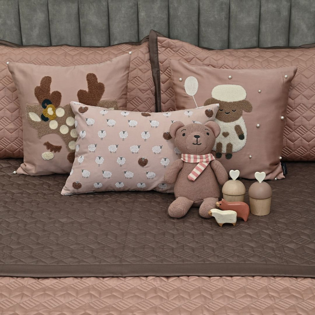 Sadyaska Baa Baa Boutique Rose and Taupe Kids 10 Pcs Bedding Set
