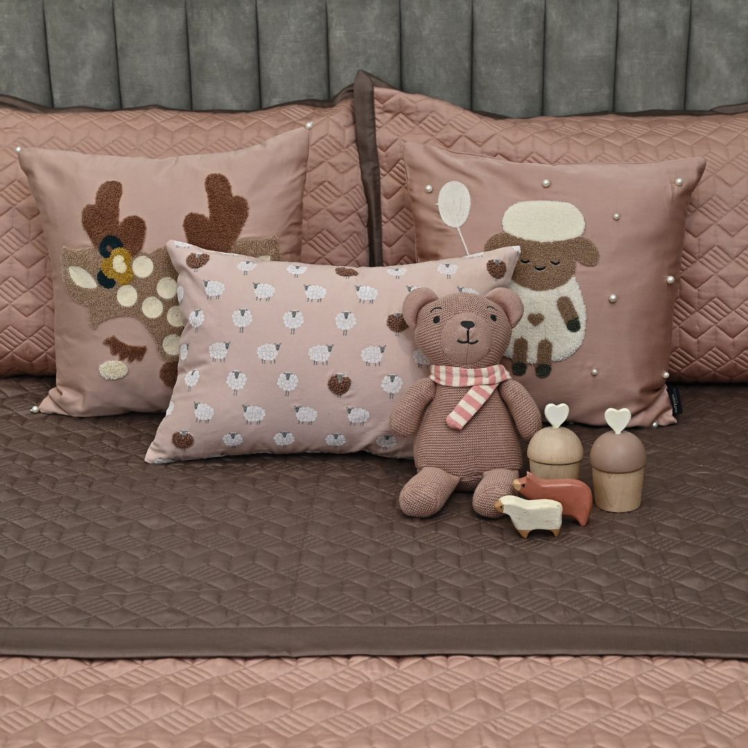 Sadyaska Baa Baa Boutique Rose and Taupe Kids 10 Pcs Bedding Set
