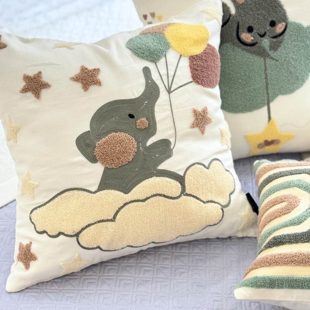 Sadyaska Cloud Dreams Smoke Blue and Ivory Kids 10 Pcs Bedding Set
