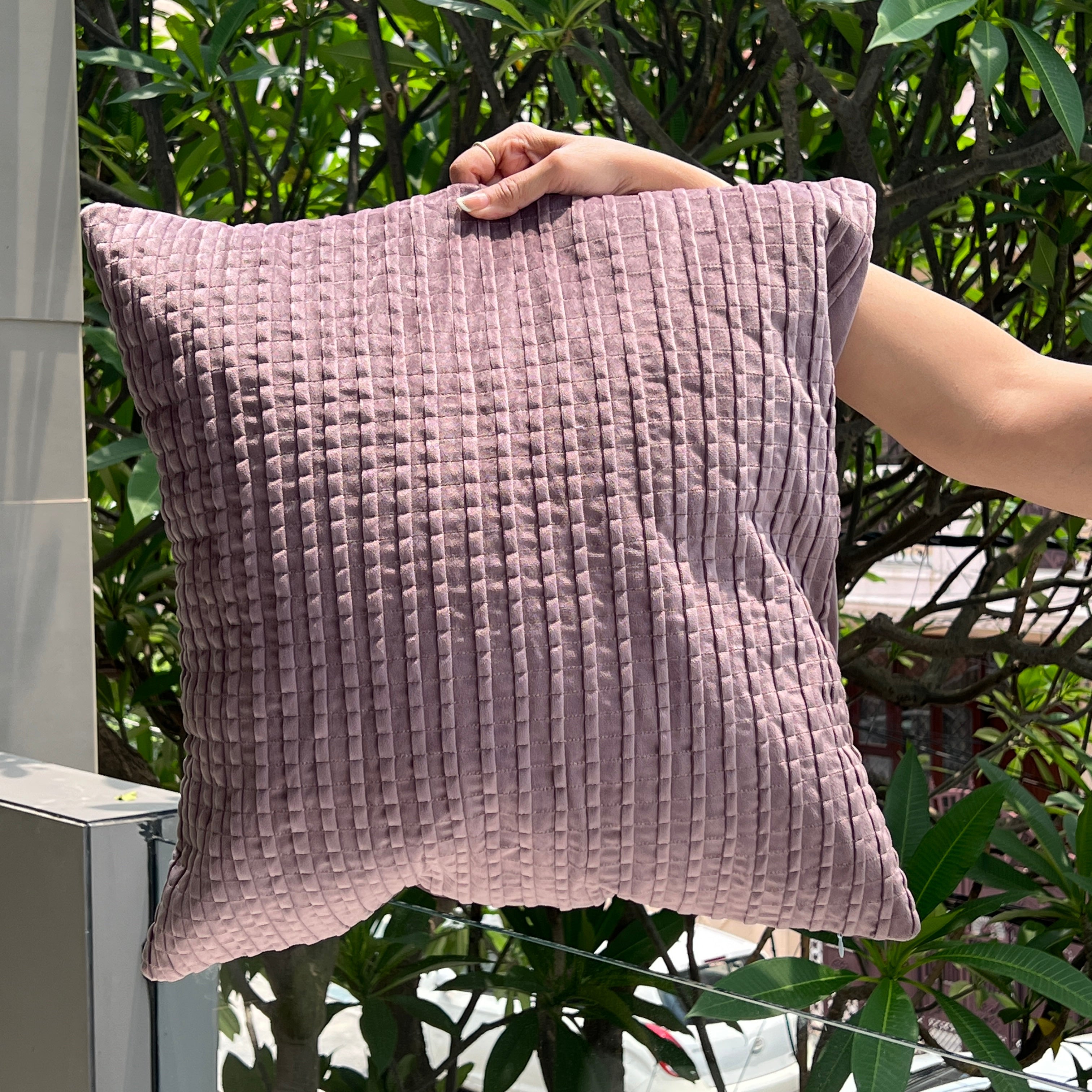Sadyaska Decorative Bello Lilac Velvet 16x16 1 Pcs Cushion Cover